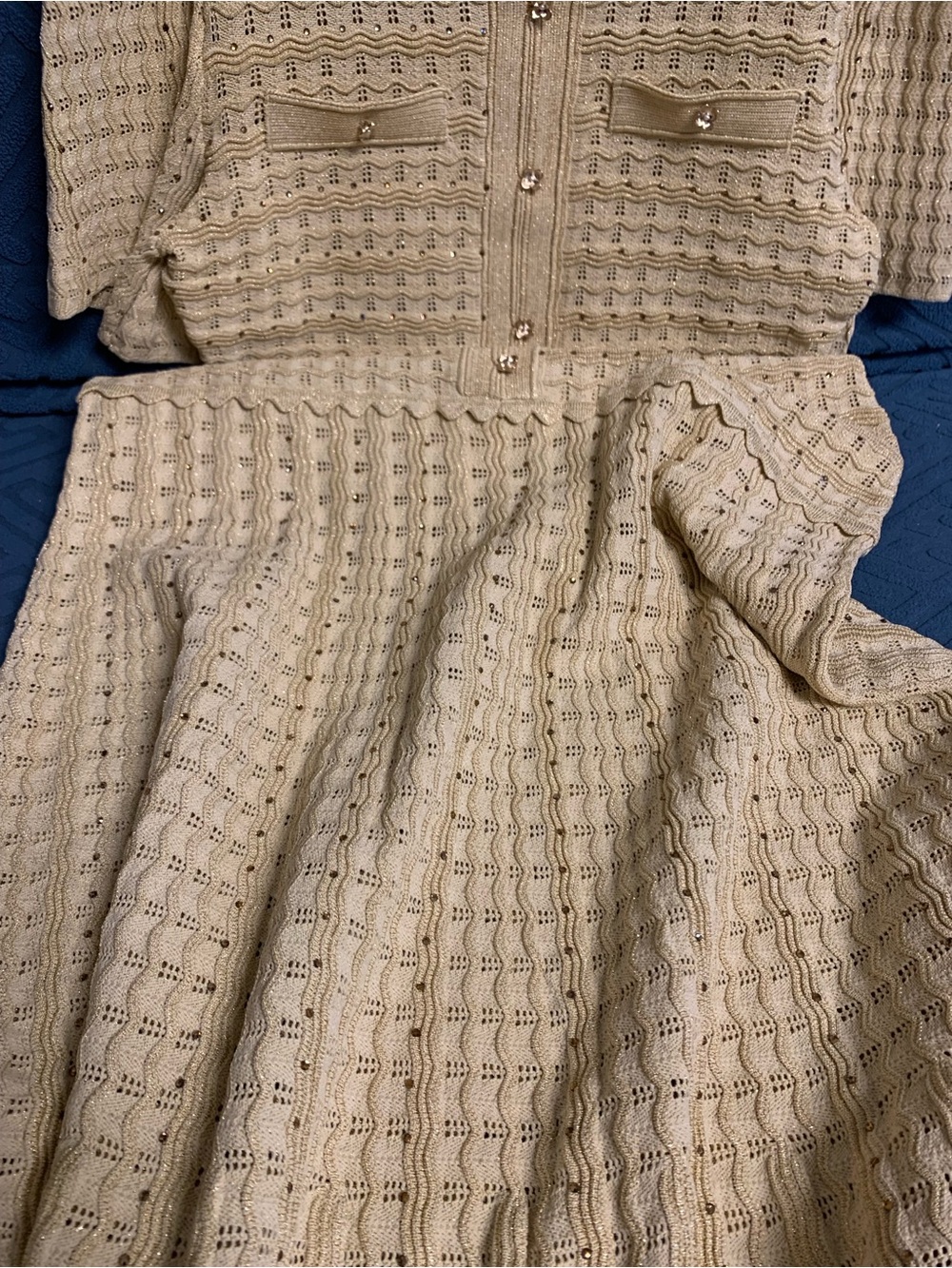 Sandro Pale Yellow Crochet Maxi Dress with Gold Buttons - Picture 4 of 10
